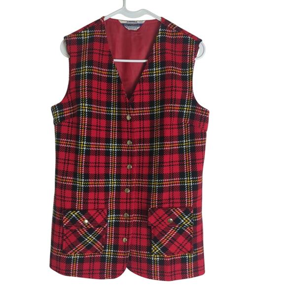 Vintage 60's/70's Tartan Plaid Button Down Vest Women's Size Large - Picture 2 of 9